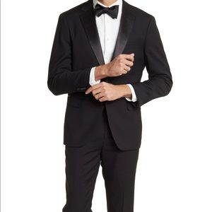 Mens black Satin Two button  Zanetti zapel tuxedo blazer